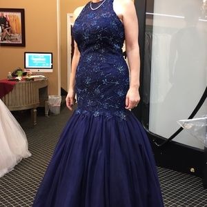 Formal Beaded Blue Dress